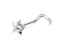 Checked Star Silver Curved Nose Stud NSKB-03a